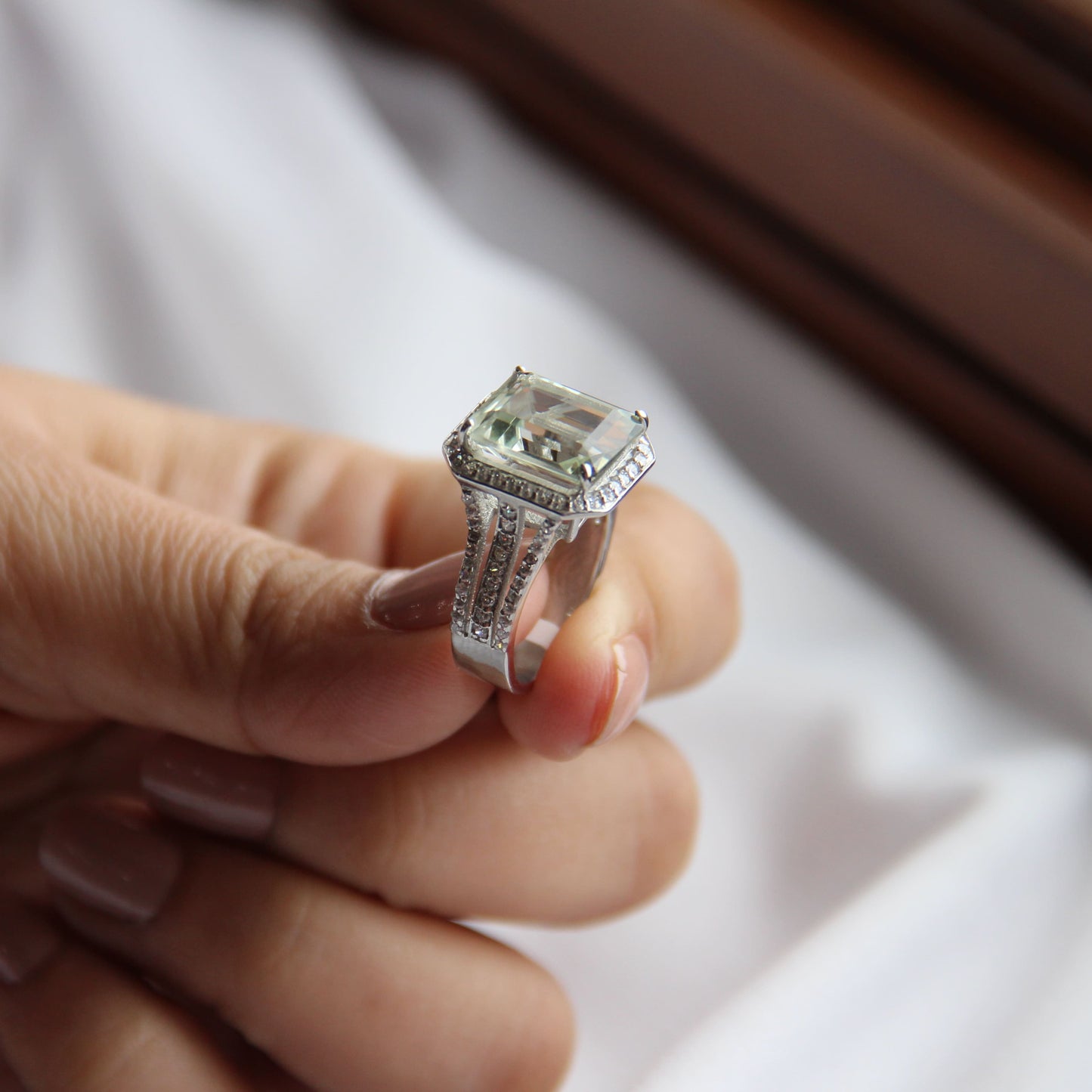 Gleaming Green Amethyst Statement Ring