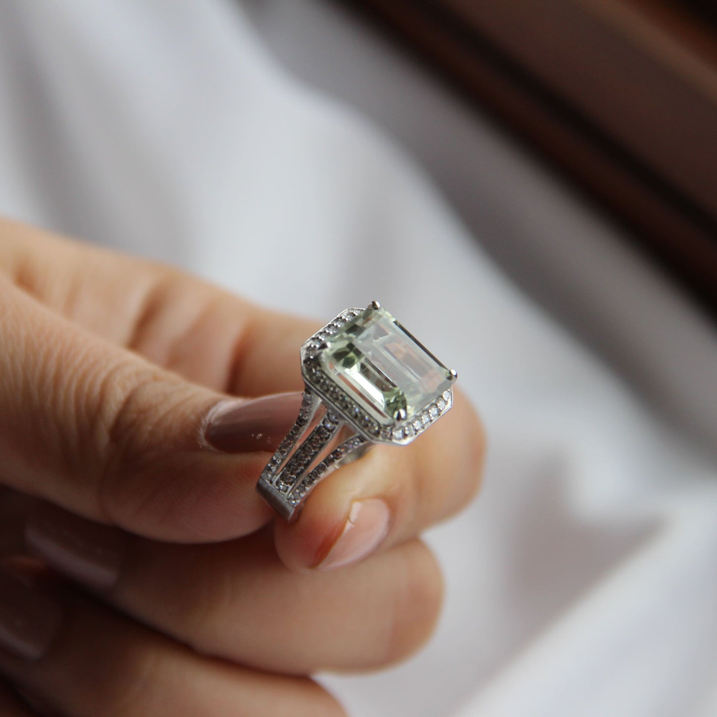 Gleaming Green Amethyst Statement Ring