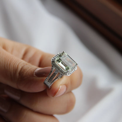 Gleaming Green Amethyst Statement Ring