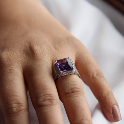 Gleaming Amethyst Statement Ring