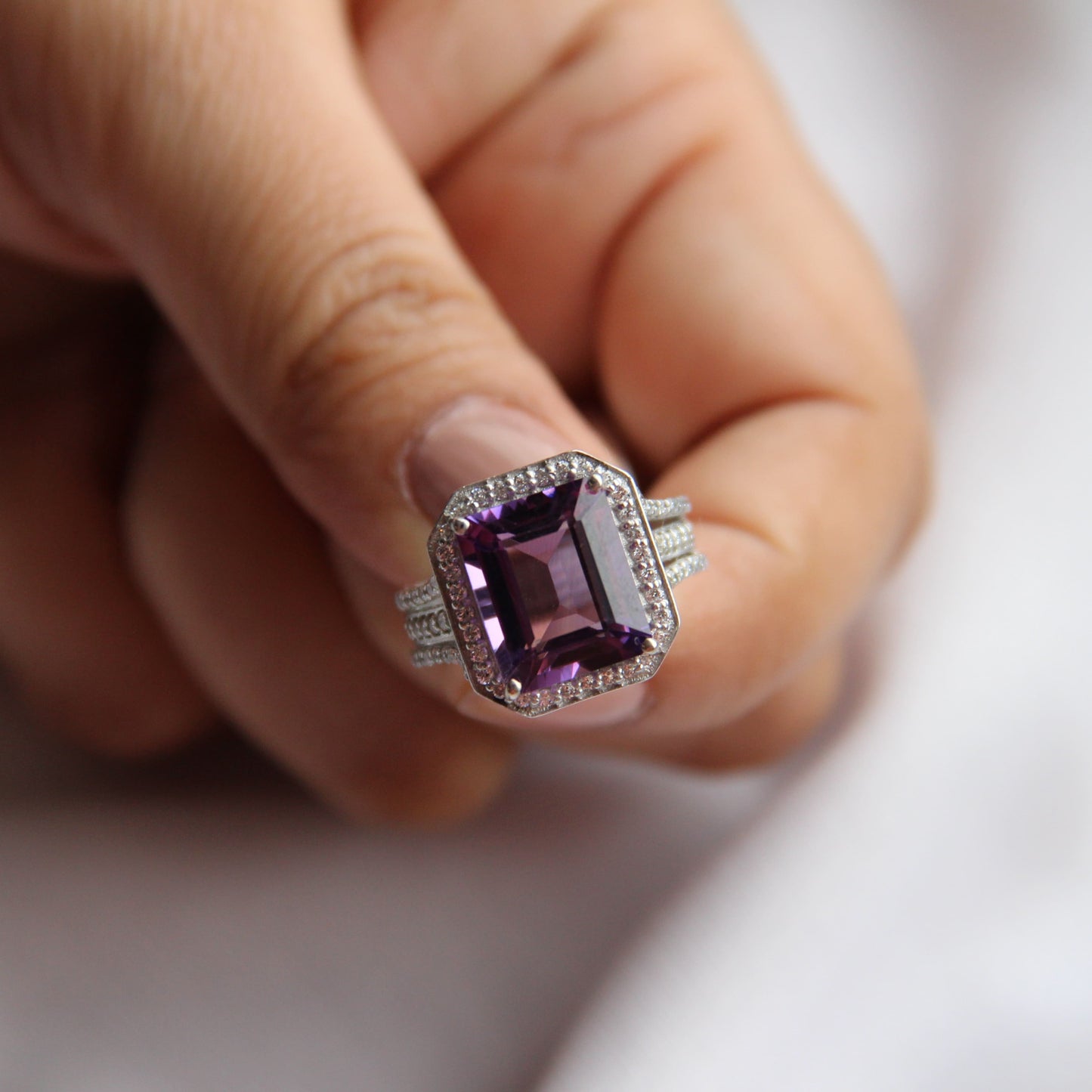 Gleaming Amethyst Statement Ring