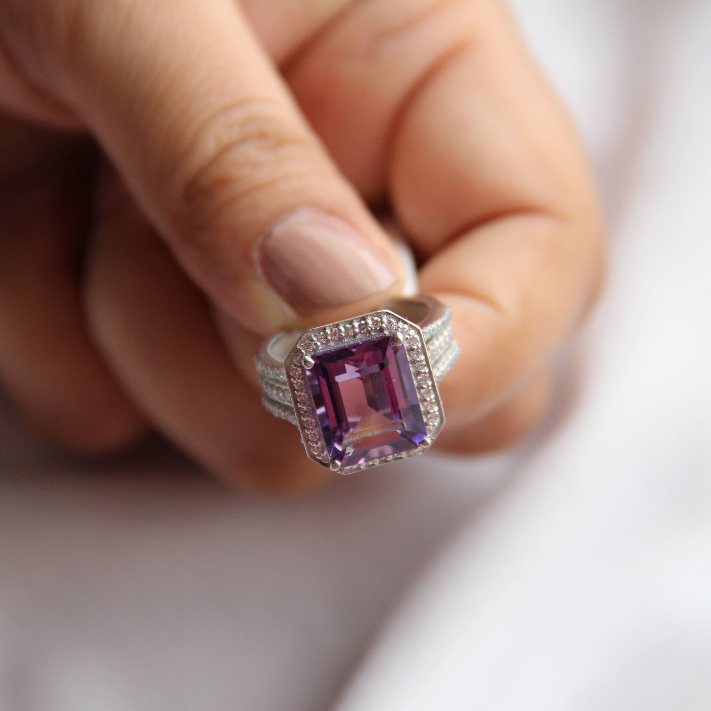 Gleaming Amethyst Statement Ring