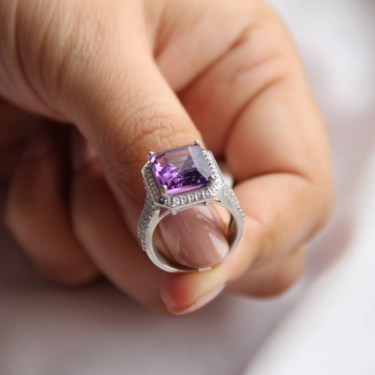 Gleaming Amethyst Statement Ring