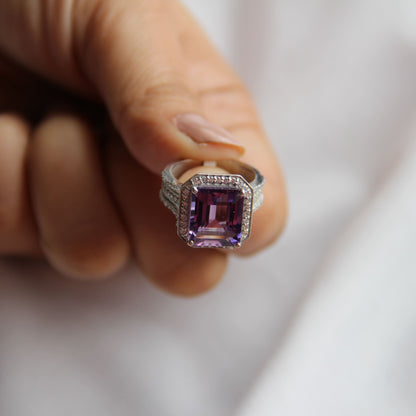 Gleaming Amethyst Statement Ring