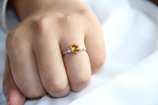 Drop of love citrine silver ring