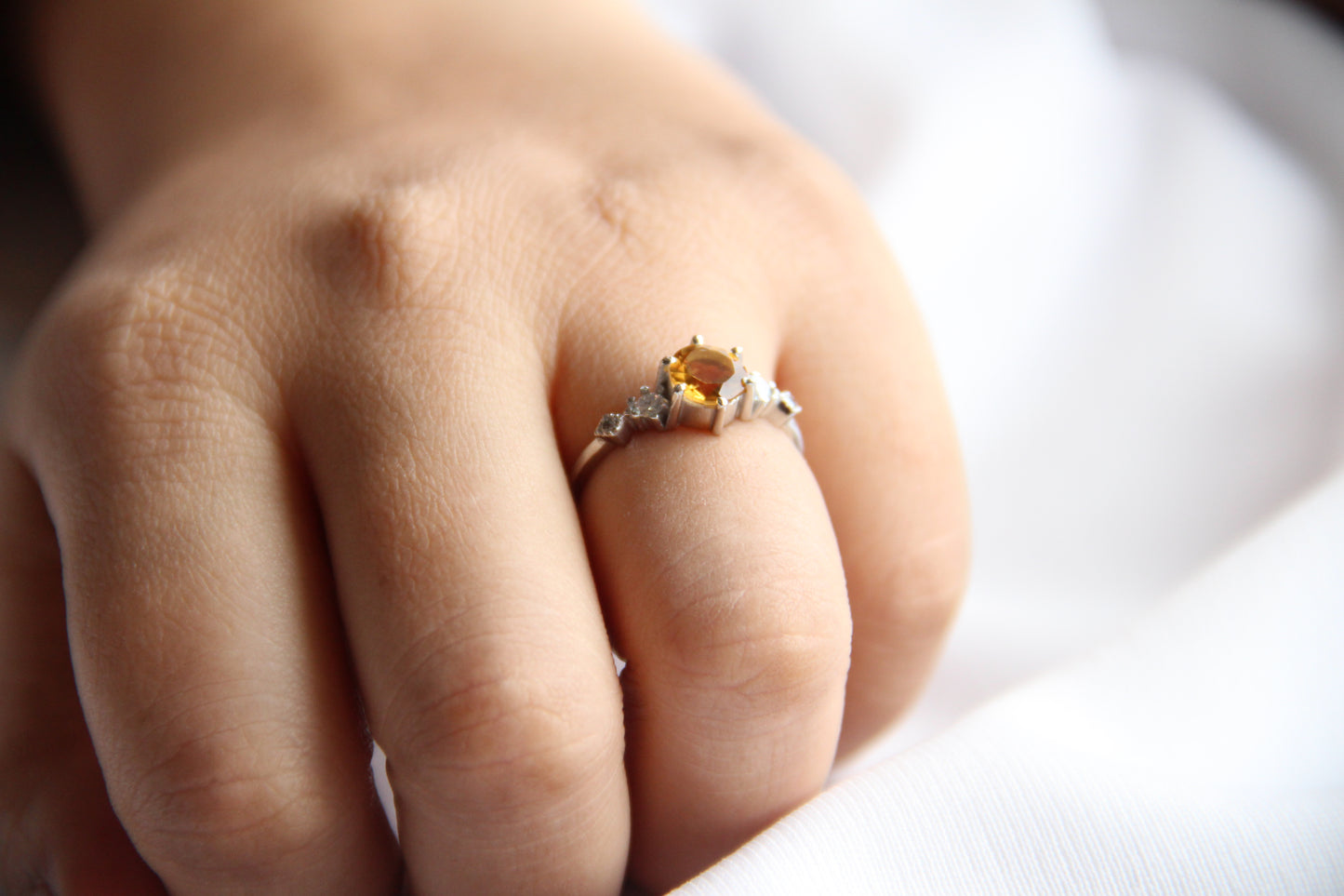 Drop of love citrine silver ring