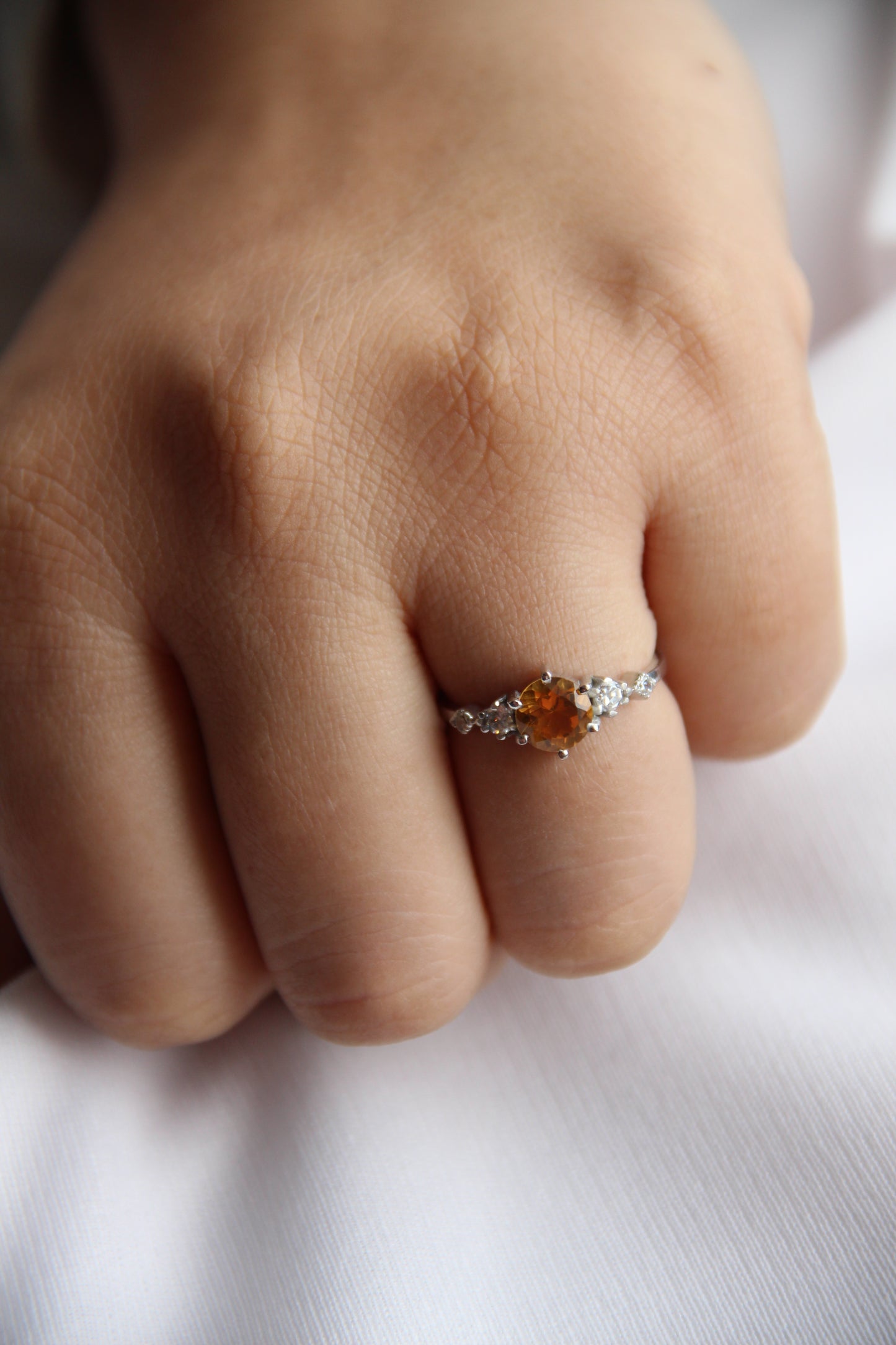 Drop of love citrine silver ring