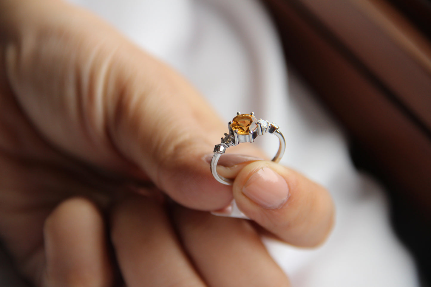 Drop of love citrine silver ring