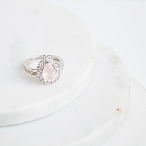 Pear of Joy Rose Quartz Ring