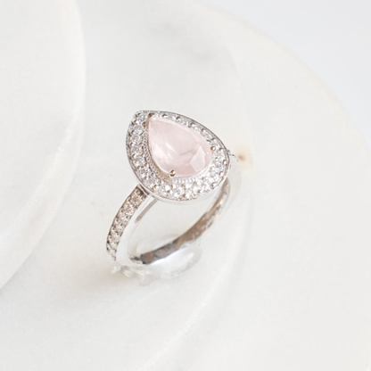 Pear of Joy Rose Quartz Ring