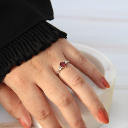 Drop of Love Garnet Silver Ring