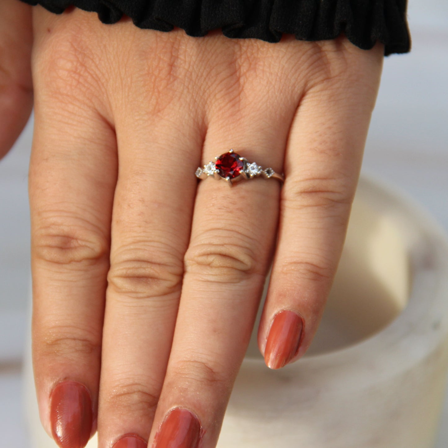 Drop of Love Garnet Silver Ring