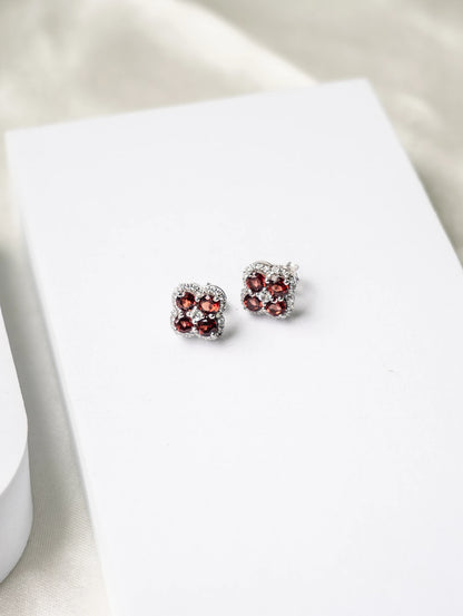 Blossom Bliss- Garnet - Earrings