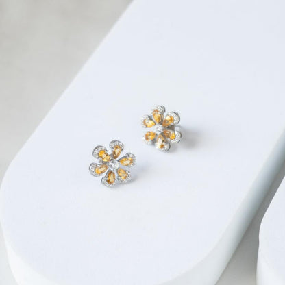 Golden Blossom Citrine Studs