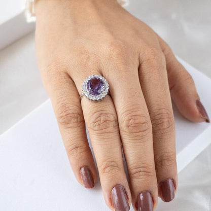 Oval Natural Amethyst Statement Ring