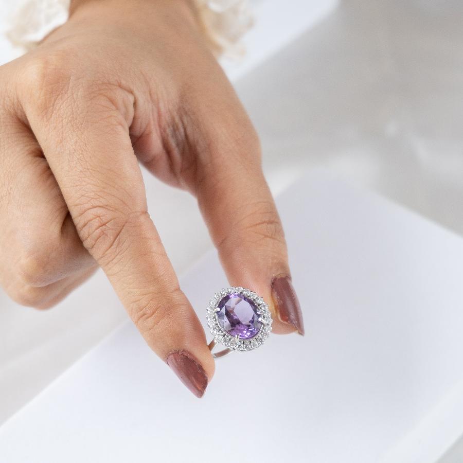 Oval Natural Amethyst Statement Ring