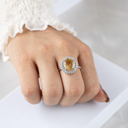 Oval Citrine Statement Ring