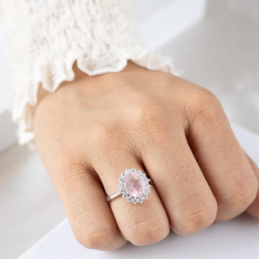 Oval Natural Rose Quartz Ring