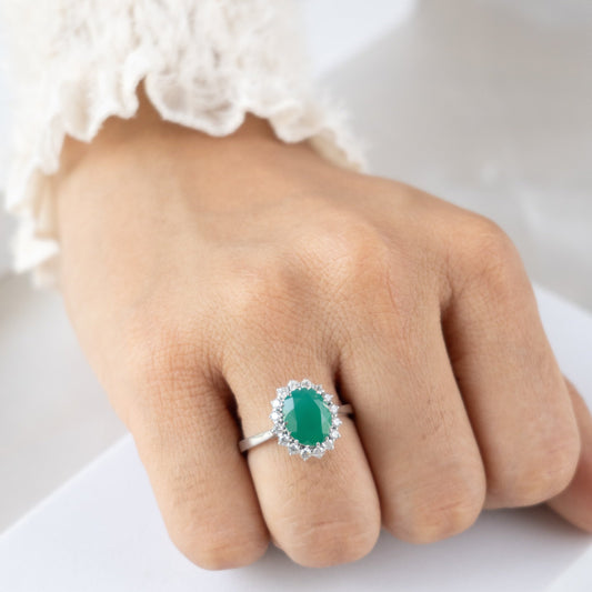 Lush Oval Green Onyx Ring