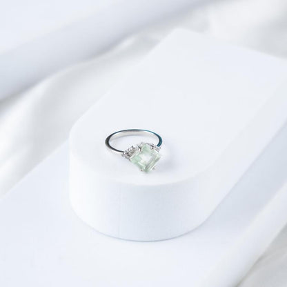 Squared Gleam Green Amethyst Ring