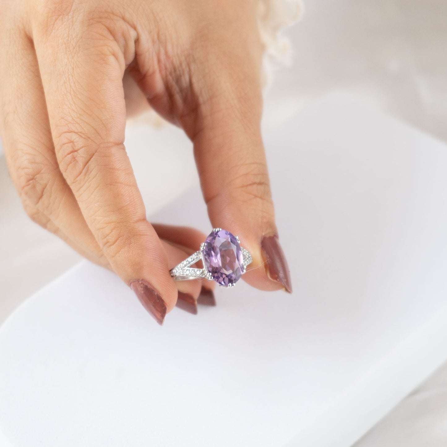 V embrace Amethyst Ring