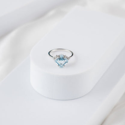 Squared Gleam Sky Blue Topaz Ring