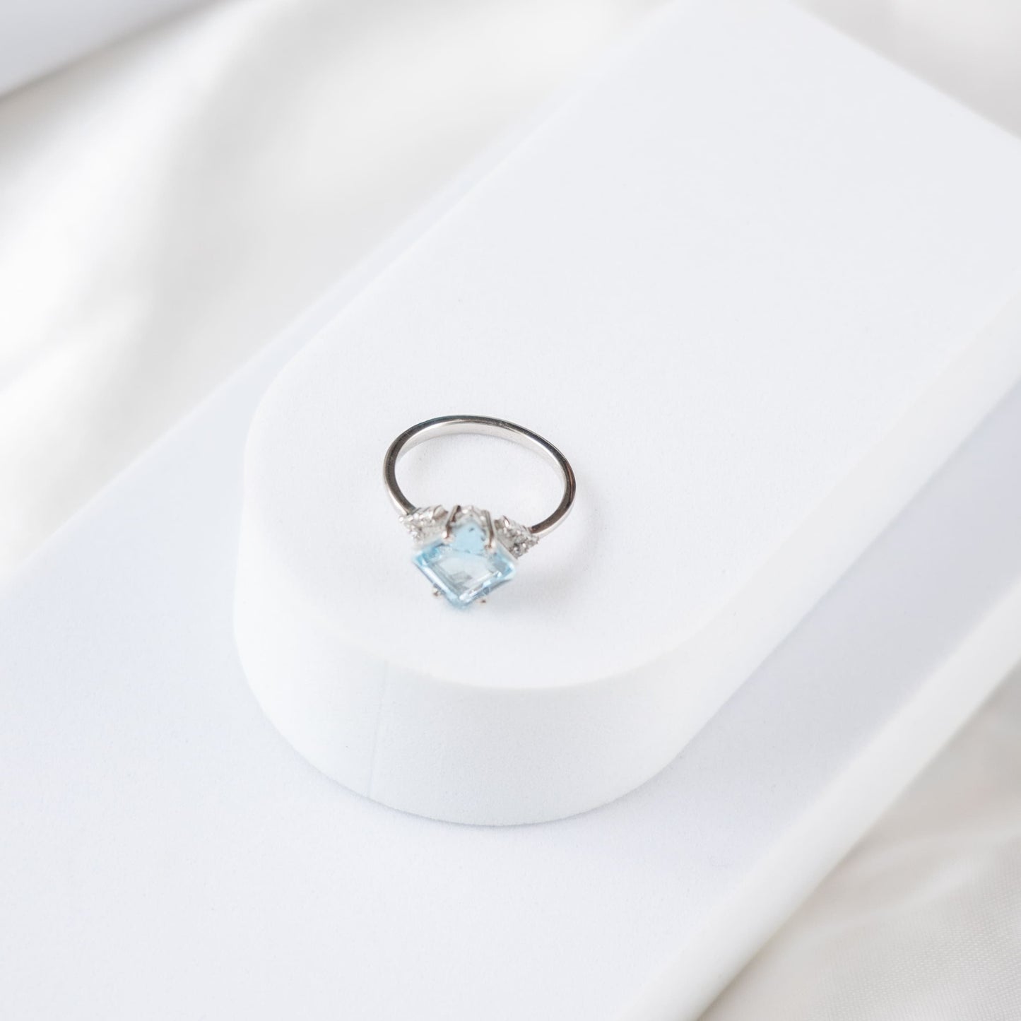 Squared Gleam Sky Blue Topaz Ring