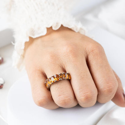 Graceful Curve Citrine Ring