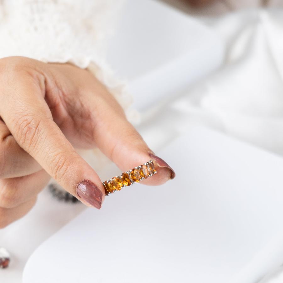 Graceful Curve Citrine Ring