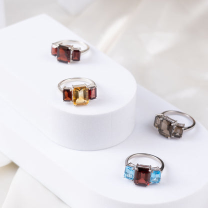 Bagtrio Baguette Smoky Quartz Ring