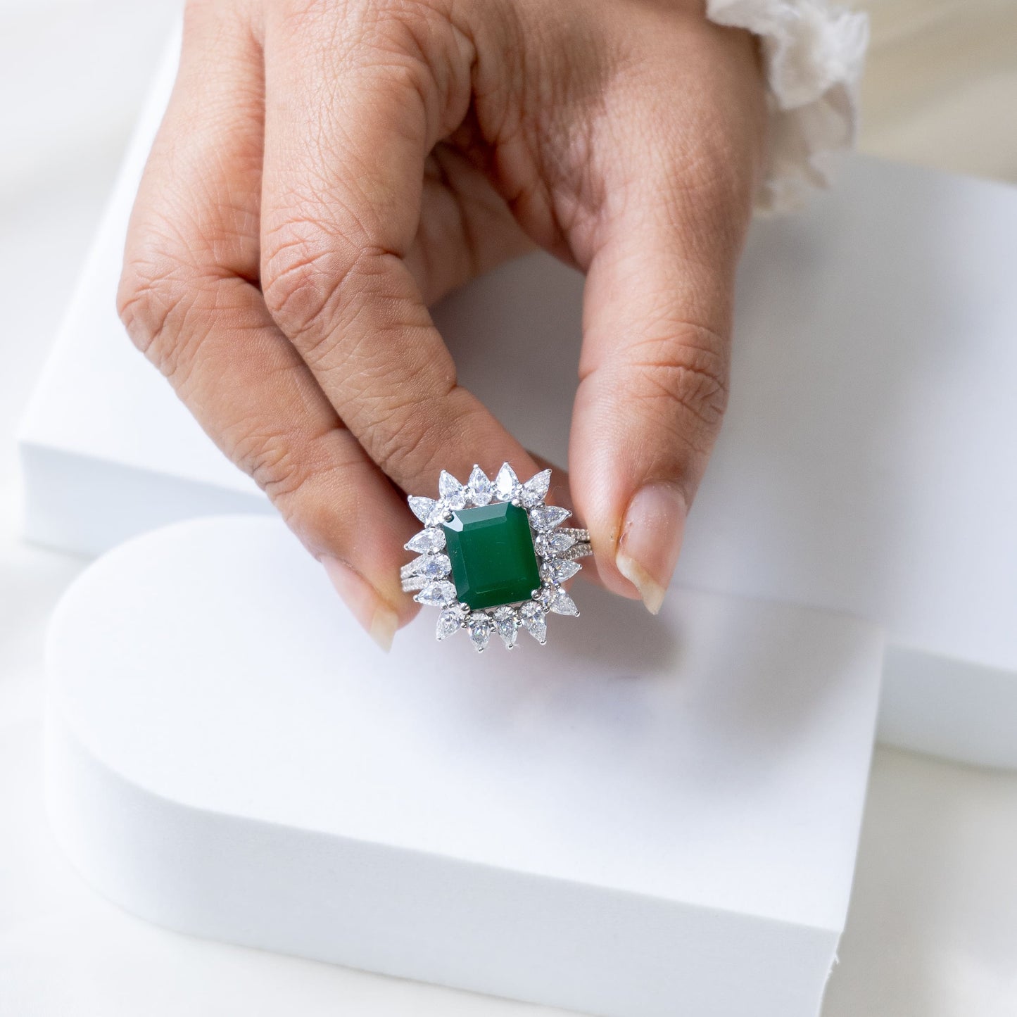 Lush Petal Green Onyx Statement ring