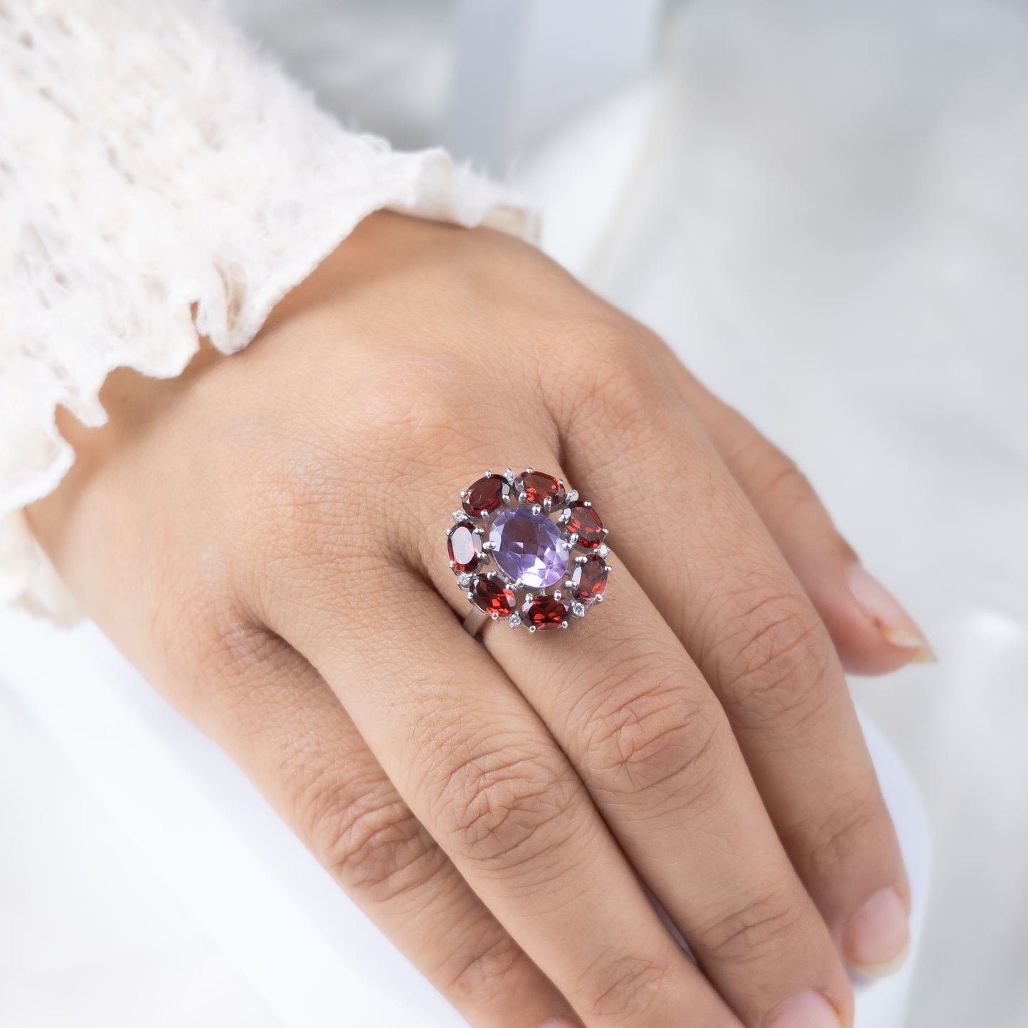 Blossom Amethyst & Garnet Ring