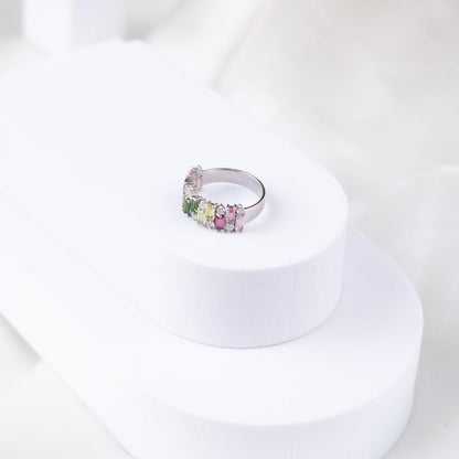 Gem Grid Multi Tourmaline Ring Band