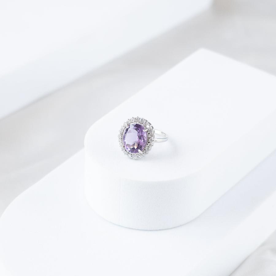 Oval Natural Amethyst Statement Ring