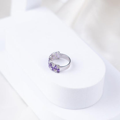 Gem Grid Amethyst Ring Band